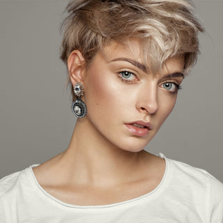 Mixed metals drop earrings with crystals - Anton Heunis