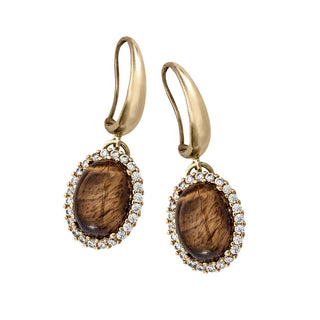 Tiger's eye earrings with golden hook - Anton Heunis