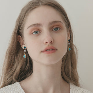 Dainty turquoise and green earrings with crystals - Anton Heunis
