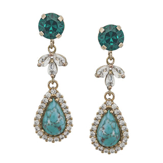 Dainty turquoise and green earrings with crystals - Anton Heunis