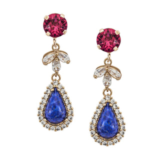 Dainty fuchsia and lapislazuli earrings with crystals - Anton Heunis