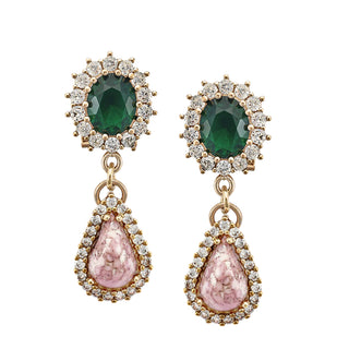 Dainty green and pink earrings with crystals - Anton Heunis