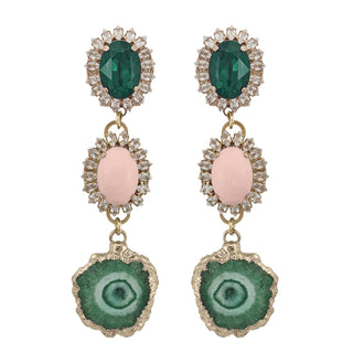 Triple tier earrings pink and green - Anton Heunis