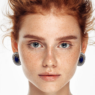 Lapislazuli brooch earrings with crystals vintage inspired - Anton Heunis