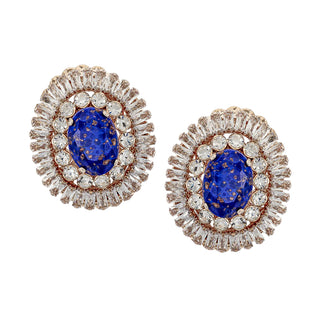 Lapislazuli brooch earrings with crystals vintage inspired - Anton Heunis