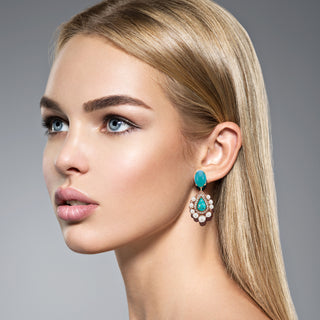 Dainty turquoise earrings with pearl details - Anton Heunis