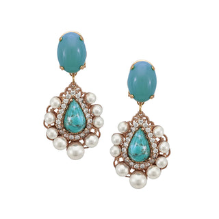 Dainty turquoise earrings with pearl details - Anton Heunis