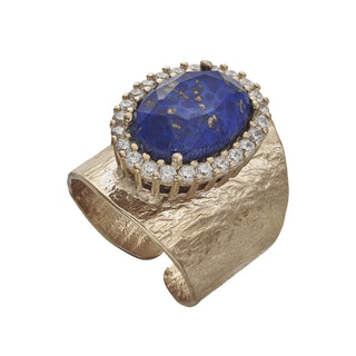 Blue gold ring with crystals vintage inspired - Anton Heunis