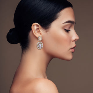 Double tier vintage inspired earrings lilac and coral - Anton Heunis
