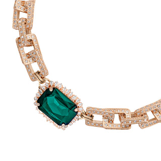 Gold chunky necklace with emerald centerpiece - Anton Heunis