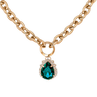 Chunky gold necklace with green pendant - Anton Heunis