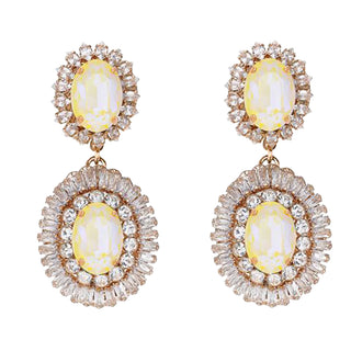 Double tier vintage inspired yellow earrings with crystals - Anton Heunis
