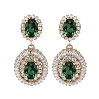 Double tier vintage inspired green earrings with crystals - Anton Heunis