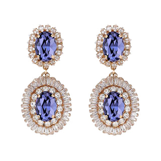 Double tier vintage inspired lilac earrings with crystals - Anton Heunis