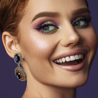 Double tier vintage inspired lilac earrings with crystals - Anton Heunis