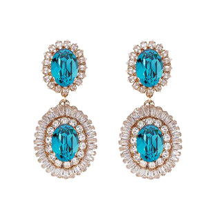 Double tier vintage inspired light blue earrings with crystals - Anton Heunis