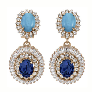 Double tier earrings vintage inspired blue earrings - Anton Heunis