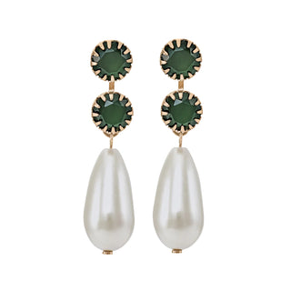 Emerald earrings with large oval pearl - Anton Heunis