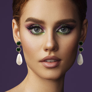 Emerald earrings with large oval pearl - Anton Heunis