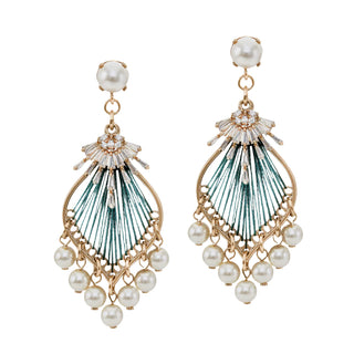 Gold earrings boho chic with tiny pearls and crystals - Anton Heunis
