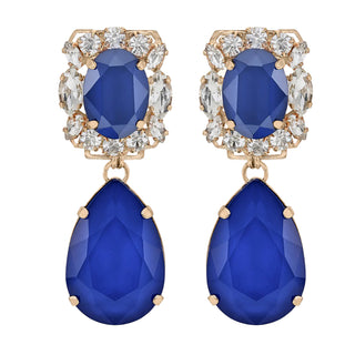 Statement drop earrings electric blue with crystals - Anton Heunis