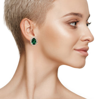 Green dainty earrings with crystals - Anton Heunis