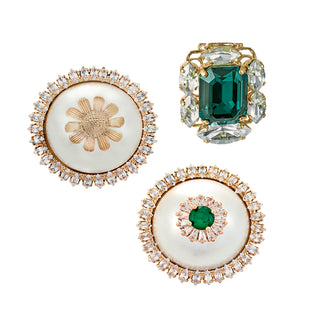 Anton Heunis - Pearl and green set of three vintage brooches