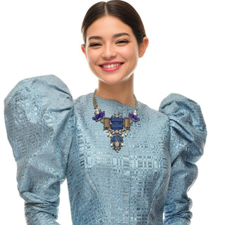 Silver and blue statement large necklace - Anton Heunis