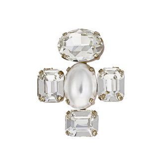 Anton Heunis - Crystal and pearl cross brooch
