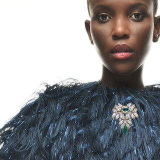 Anton Heunis - Statement crystal brooch with green details