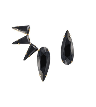 Asymmetric spike black crystal statement earrings - Anton Heunis