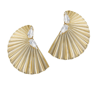 Oversize statement golden earrings with crystals - Anton Heunis