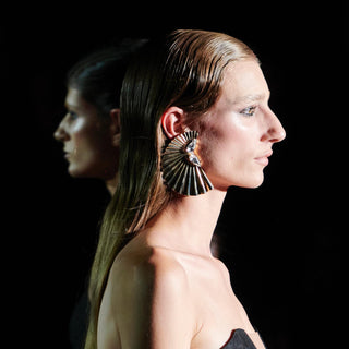 Oversize statement golden earrings with crystals - Anton Heunis
