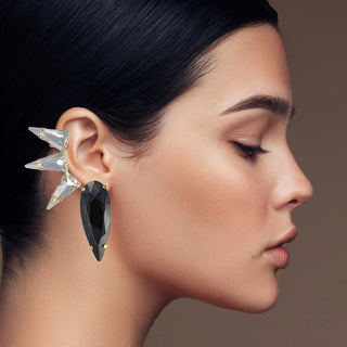 Spike black and crystal statement earrings - Anton Heunis