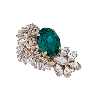 Anton Heunis - Green brooch with crystal flower details