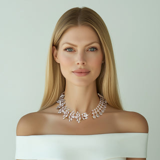 Anton Heunis - Asymmetric gold and crystal necklace with flower details