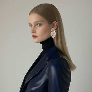 Anton Heunis - Cascade of pearls suspended from a sparkling crystal fan top earrings