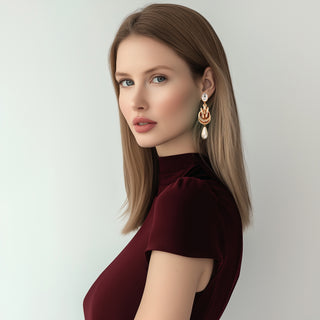 Anton Heunis - Gold knot earrings with crystal top and pearl drop