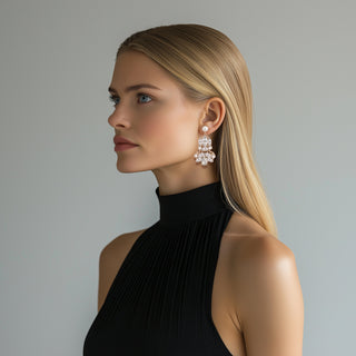 Anton Heunis - Statement crystal floral design with pearl top earrings