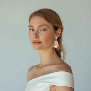 Anton Heunis - Gold sun earrings with pearls