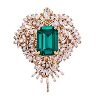 Anton Heunis - Statement medallion brooch with green centerpiece