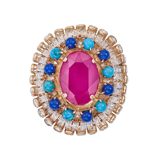 Anton Heunis - Fuchsia brooch with blue beads