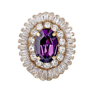 Purple cocktail ring with crystals vintage inspired - Anton Heunis
