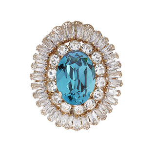 Light blue cocktail ring with crystals vintage inspired - Anton Heunis