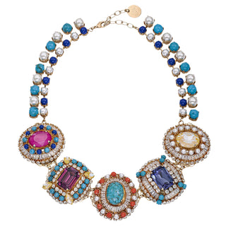Vintage brooches colorful statement necklace with color beads - Anton Heunis