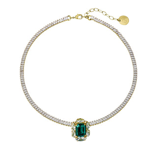 Crystal necklace with emerald centerpiece - Anton Heunis
