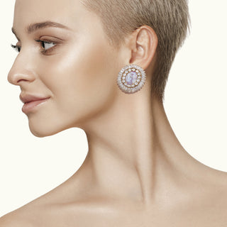 Lilac button earrings with crystals - Anton Heunis