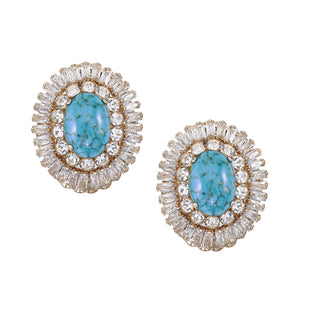Turquoise button earrings with crystals - Anton Heunis