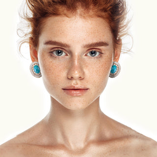 Turquoise button earrings with crystals - Anton Heunis
