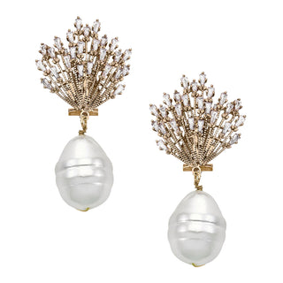 Sun ray earrings with big pearl - Anton Heunis